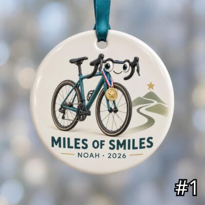 Personalized Cycling Ceramic Ornament – Cute Bicycle Christmas Decoration