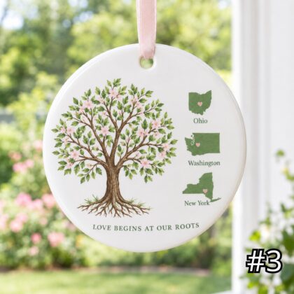 Personalized Family Tree Ceramic Ornament – Long Distance Family Keepsake - Image 3