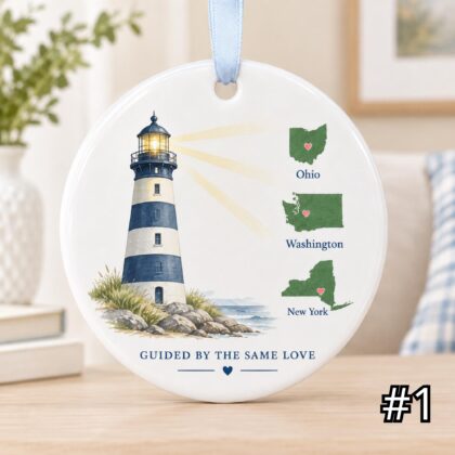 Personalized Family Ceramic Ornament – Lighthouse Family Keepsake