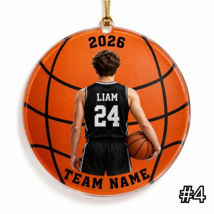 Personalized Basketball Player Ornament – Custom Name and Jersey Number - Image 4