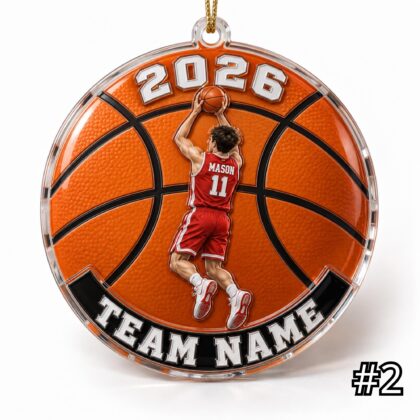 Alternative view of Personalized Basketball Player Ornament – Custom Name and Jersey Number
