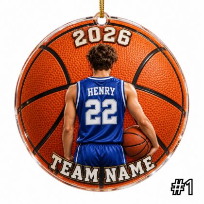 Personalized Basketball Player Ornament – Custom Name and Jersey Number
