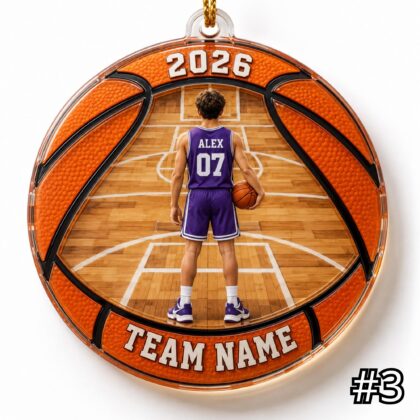 Personalized Basketball Player Ornament – Custom Name and Jersey Number - Image 3