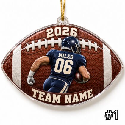Personalized Football Player Ornament – Custom Name and Jersey Number