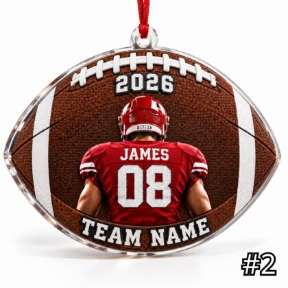 Personalized Football Player Ornament – Custom Name and Jersey Number - Image 2