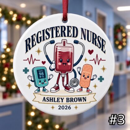 Personalized Registered Nurse Ceramic Ornament – Custom RN Name Credential and Year - Image 3