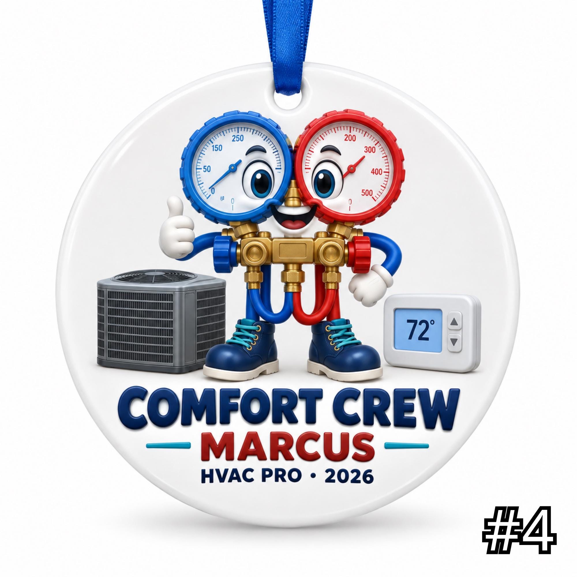 Personalized HVAC Technician Ceramic Ornament – Custom Name Job Title Year Phrase and Tool Design - Image 4