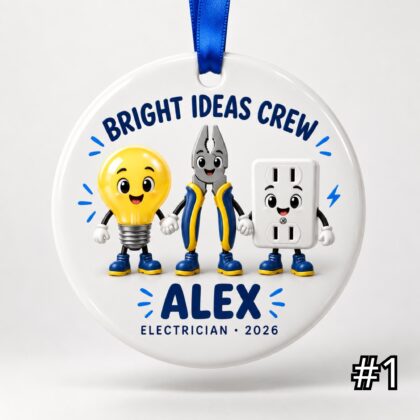Personalized Contractor Ceramic Ornament – Custom Name Job Title Year Phrase and Construction Design