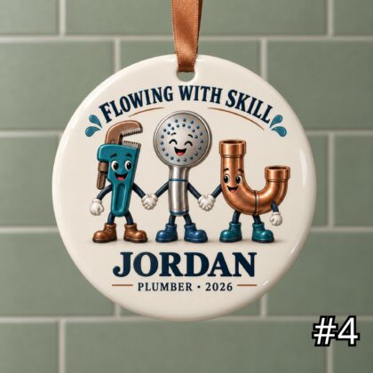 Personalized Electrician Ceramic Ornament – Custom Name Job Title Year Phrase and Tool Squad Design - Image 4