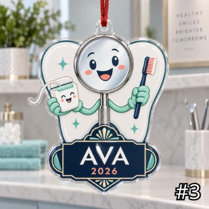 Personalized Dentist Acrylic or Wood Ornament – Custom Dental Hygienist Name and Year - Image 3