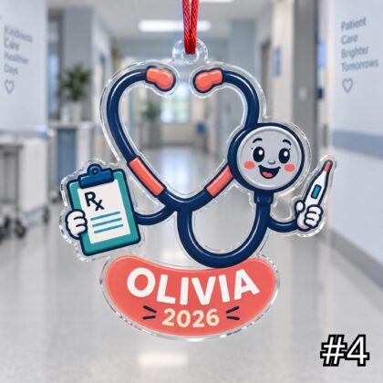 Personalized Doctor Acrylic or Wood Ornament – Custom Physician Name and Year - Image 4