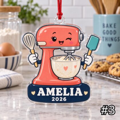Personalized Chef or Baker Acrylic Wood Ornament – Custom Name and Year - Image 3
