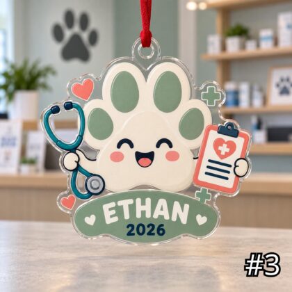 Personalized Veterinarian Acrylic or Wood Ornament – Custom Vet Name and Year - Image 3