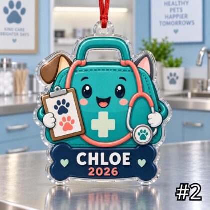 Alternative view of Personalized Veterinarian Acrylic or Wood Ornament – Custom Vet Name and Year