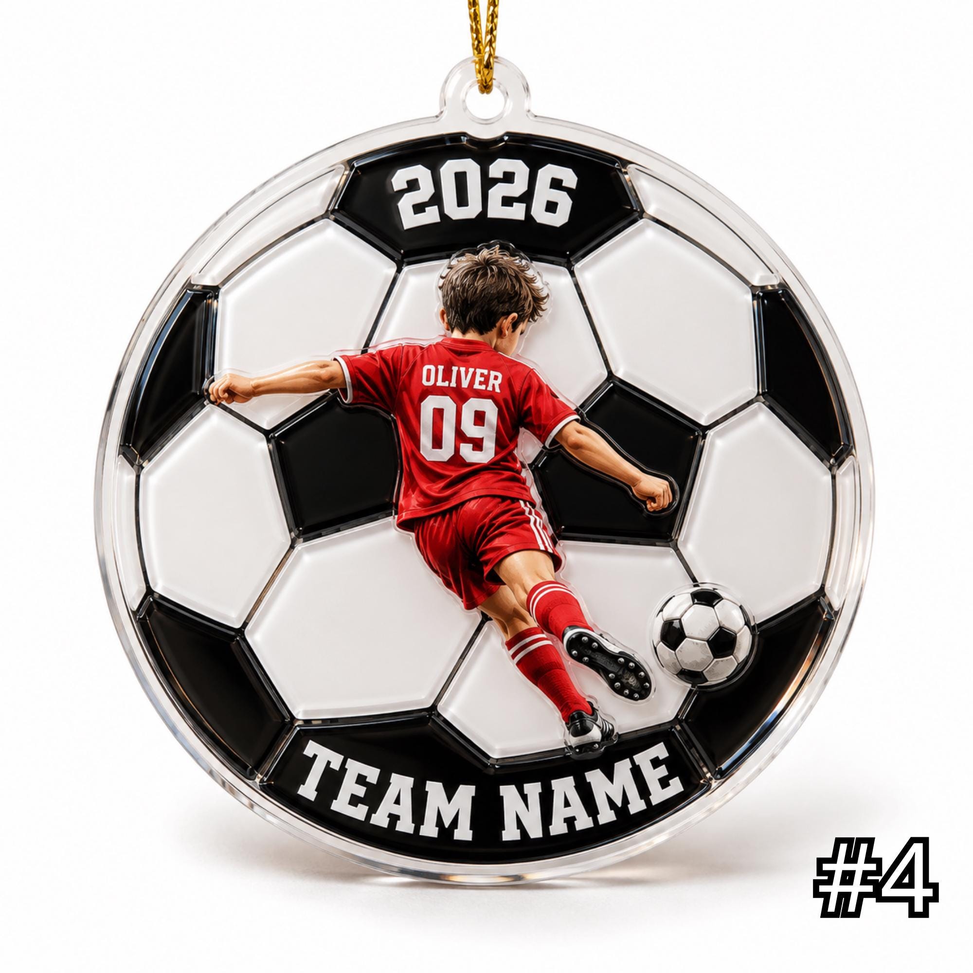 Personalized Soccer Player Ornament – Custom Name and Jersey Number - Image 4