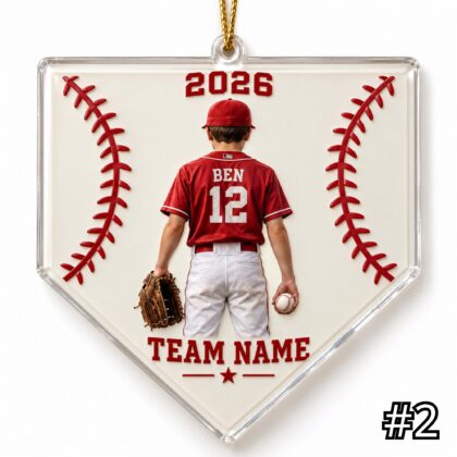 Personalized Baseball Player Ornament – Custom Name and Jersey Number - Image 2