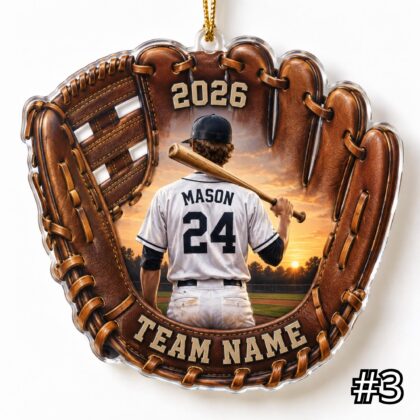 Personalized Baseball Player Ornament – Custom Name and Jersey Number - Image 3