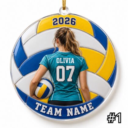 Personalized Volleyball Player Ornament – Custom Name and Jersey Number