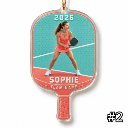 Personalized Pickleball Paddle Ornament – Custom Player Name and Team Name Acrylic Christmas Keepsake - Image 2