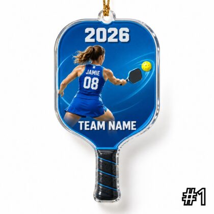Personalized Pickleball Paddle Ornament – Custom Player Name and Team Name Acrylic Christmas Keepsake