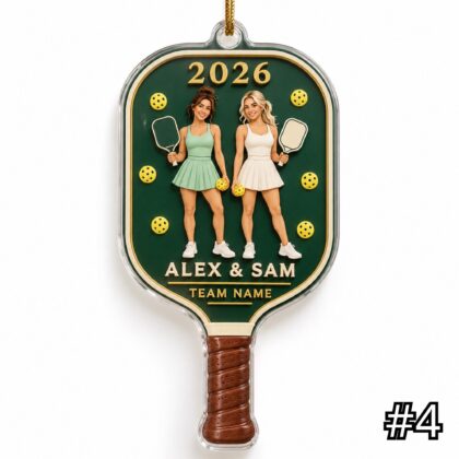 Personalized Pickleball Paddle Ornament – Custom Player Name and Team Name Acrylic Christmas Keepsake - Image 4