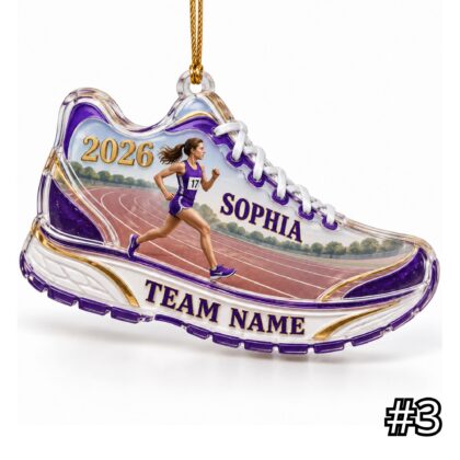 Personalized Runner Ornament – Custom Name and Team Running Shoe Acrylic Christmas Keepsake - Image 3