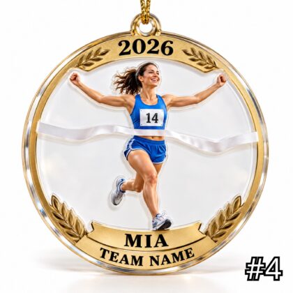 Personalized Runner Ornament – Custom Name and Team Running Shoe Acrylic Christmas Keepsake - Image 4