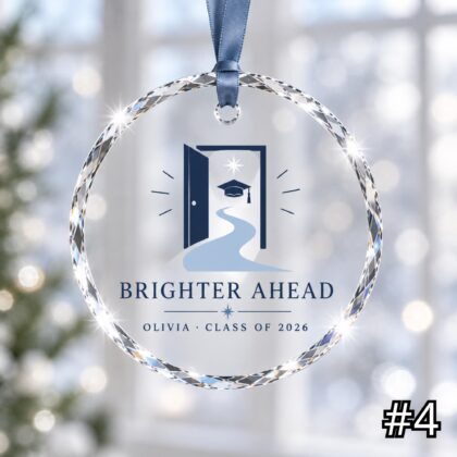 Personalized Future Is Bright Glass Ornament – Custom Graduate Name and Graduation Year - Image 4