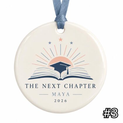 Personalized New Chapter Ceramic Ornament – Custom Graduate Name and Graduation Year - Image 3