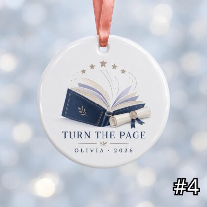 Personalized New Chapter Ceramic Ornament – Custom Graduate Name and Graduation Year - Image 4