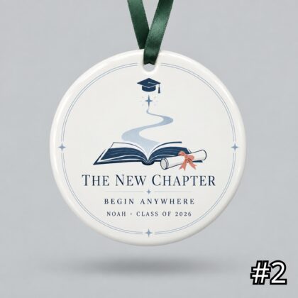 Alternative view of Personalized New Chapter Ceramic Ornament – Custom Graduate Name and Graduation Year