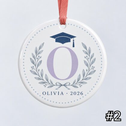 Alternative view of Personalized Graduate Monogram Ceramic Ornament – Custom Graduate Name and Graduation Year