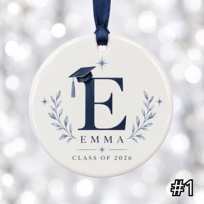 Personalized Graduate Monogram Ceramic Ornament – Custom Graduate Name and Graduation Year