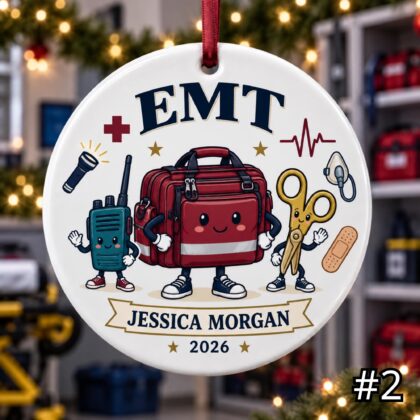 Alternative view of Personalized EMT Paramedic Ceramic Ornament – Custom Name Title Year Station or Unit