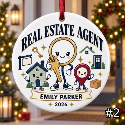 Alternative view of Personalized Real Estate Agent Ceramic Ornament – Custom Name Title Year Agency or Team