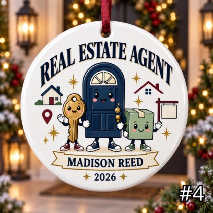 Personalized Real Estate Agent Ceramic Ornament – Custom Name Title Year Agency or Team - Image 4