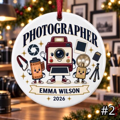 Alternative view of Personalized Photographer Ceramic Ornament – Custom Name Specialty Year and Studio