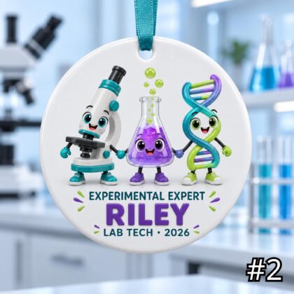 Alternative view of Personalized Scientist Ceramic Ornament – Custom Name Job Title Year Occasion and Phrase