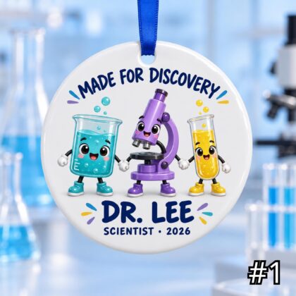 Personalized Scientist Ceramic Ornament – Custom Name Job Title Year Occasion and Phrase