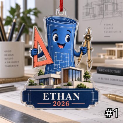 Personalized Architect Acrylic or Wood Ornament – Custom Name and Year