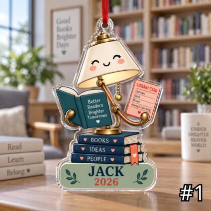 Personalized Librarian Acrylic or Wood Ornament – Custom Name and Year