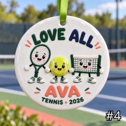 Personalized Tennis Ceramic Ornament – Custom Player Name and Year Christmas Tree Keepsake - Image 4