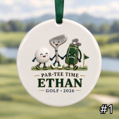 Personalized Golf Ceramic Ornament – Custom Golfer Name and Year Christmas Tree Keepsake