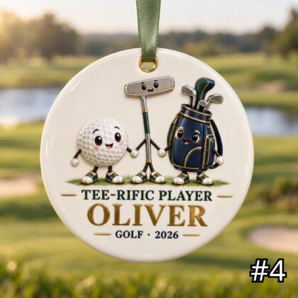 Personalized Golf Ceramic Ornament – Custom Golfer Name and Year Christmas Tree Keepsake - Image 4