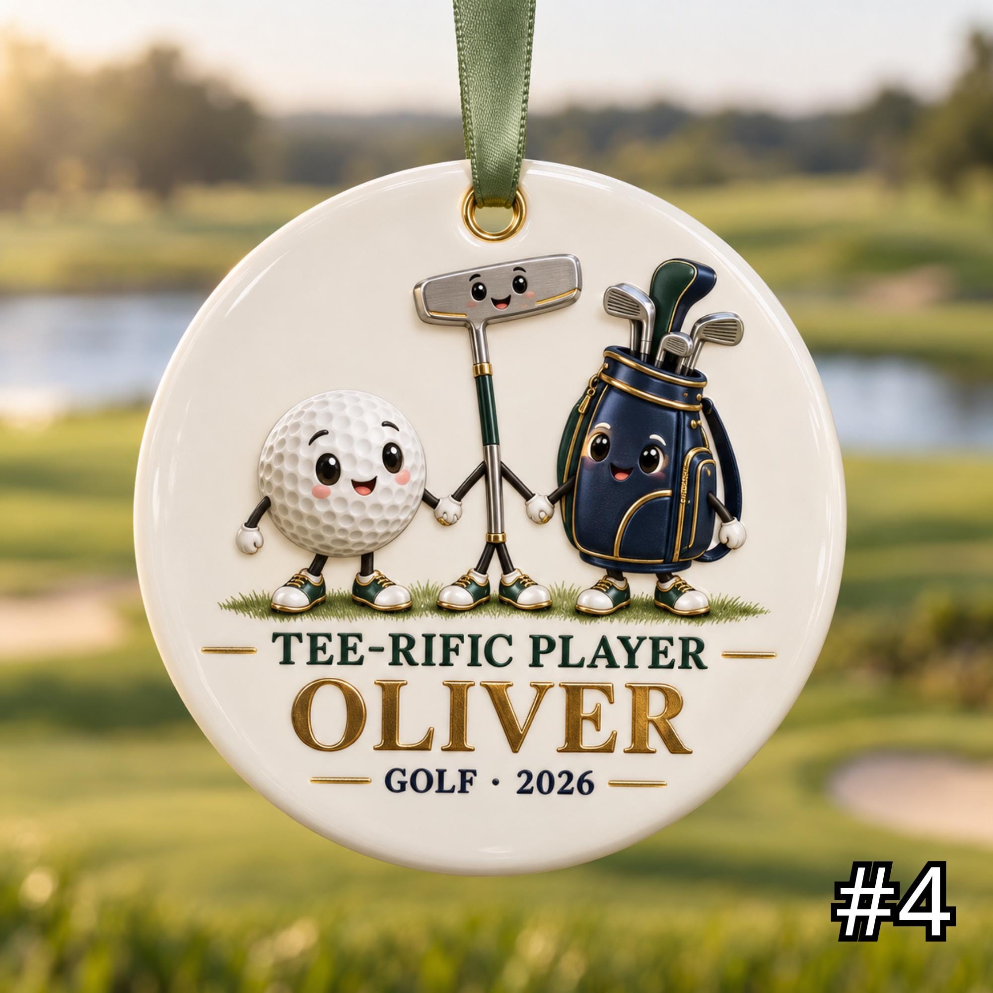 Personalized Golf Ceramic Ornament – Custom Golfer Name and Year Christmas Tree Keepsake - Image 4