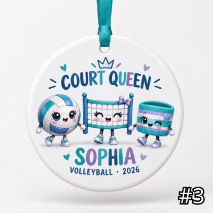 Personalized Volleyball Ceramic Ornament – Custom Player Name and Year Christmas Tree Keepsake - Image 3