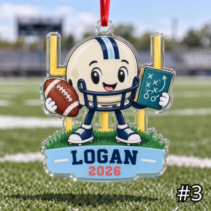 Personalized American Football Acrylic Ornament – Custom Player Name and Year Christmas Tree Keepsake - Image 3