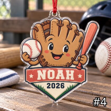 Personalized Baseball Acrylic Ornament – Custom Player Name and Year Christmas Tree Keepsake - Image 4