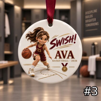 Personalized Basketball Ceramic Ornament – Cute Basketball Characters - Image 3