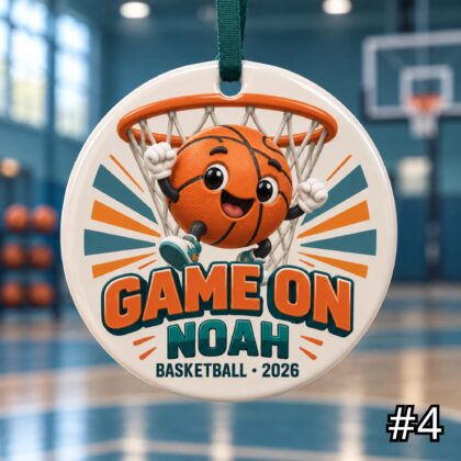 Personalized Basketball Ceramic Ornament – Cute Basketball Characters - Image 4